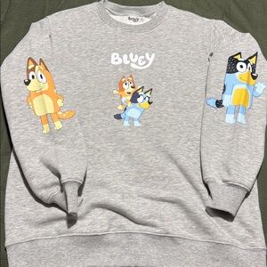 Gray Bluey Family Sweatshirt with Cartoon Characters
